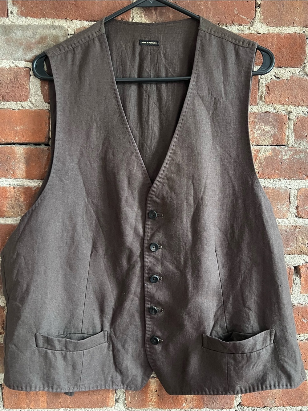 Massimo Dutti Linen Suit Waistcoat Brown Extrafine Linen Men’s XL